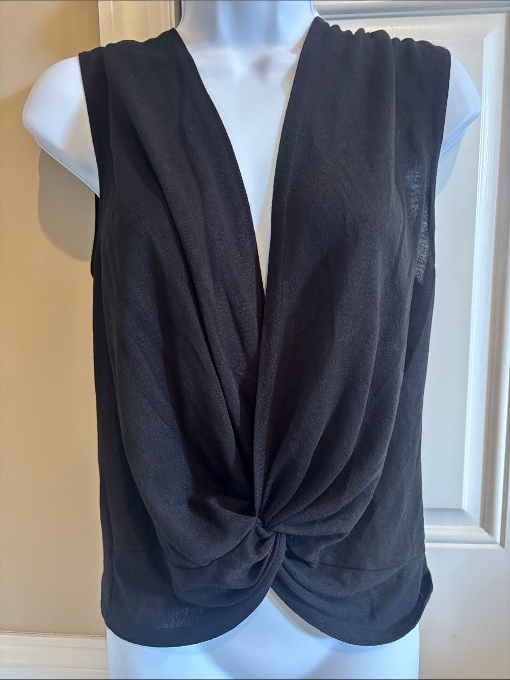 Black Twist-Front Sleeveless Tank Top